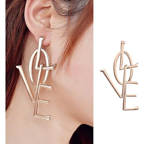 Modyle Personality Letter “LOVE” Drop Earrings for Women Metallic Hyperbole Girl’s Earring Delicate Gift Female Jewelry Earrings