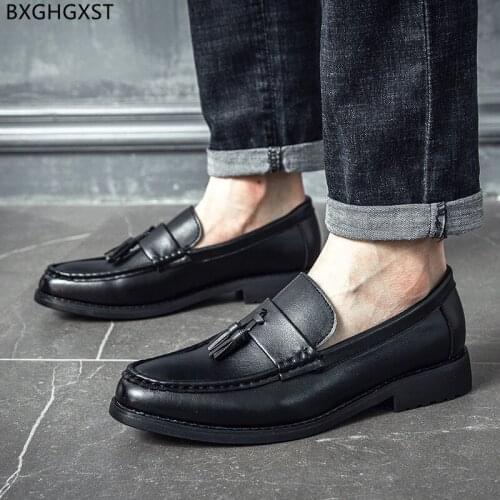 Black Luxury Brand Shoes Man Penny Loafers Men Dress Shoes Leather Brown Elegant Shoes for Men Office 2021 Zapatos Homme Sapato
