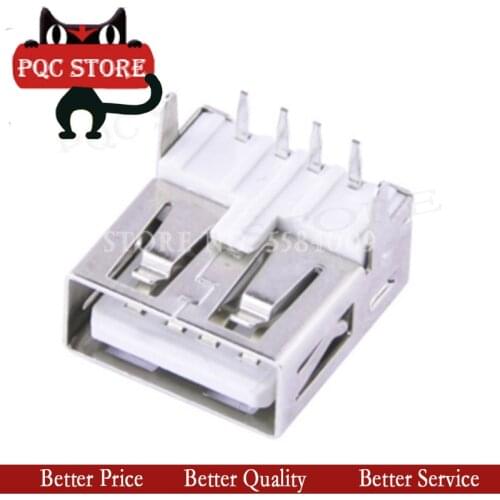 10PCS USB female connector horizontal A type USB-a female 90 degree plug-in female connector USB socket connector