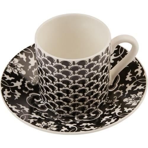 WONDERFUL MAGNIFICENT Karaca Leny Black Set of 6 Coffee Cups FREE SHIPPING FREE SHIPPING