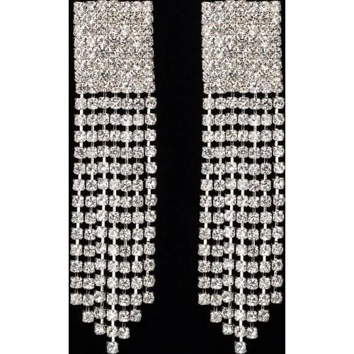 YFJEWE Fashion Full Rhinestone Tassel Exquisite Earrings For Women Luxury Banquet Drop Earring Jewelry Accessories #E211