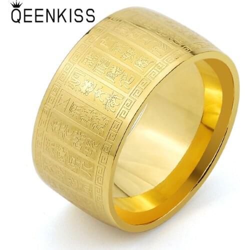QEENKISS RG834 Fine Jewelry Wholesale Fashion New Man Boy Birthday Wedding Gift Religious Retro Titanium Stainless Steel Ring