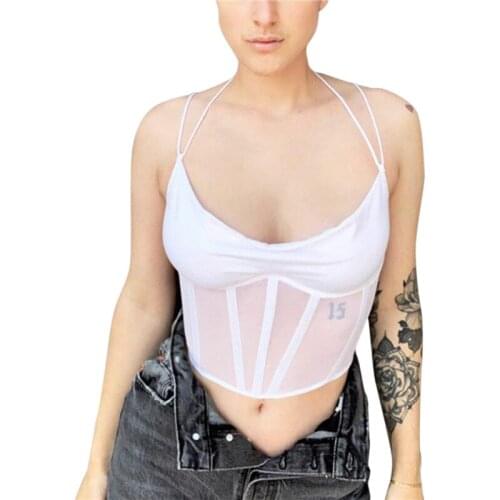 Xingqing Womens Camisole Top Breast Wrap Spaghetti Straps Shapewear Push Up Underwear Bodycon Tie Up Open Back Crop Camis Tops