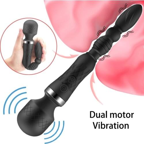 Female AV Dildo Vibrator Anal Pull Bead Masturbator Stimulation Massage Vagina G-spot Dual Motor Male and Female Sex Toys