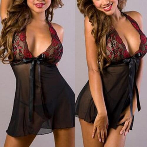 Embroidery Sequine Plus Size Sexy Lingerie Women See Through Backless Sexy Underwear Sleepwear Nightwear Lenceria Nightgowns