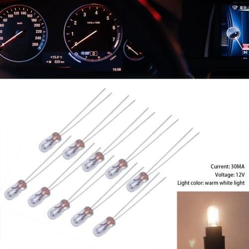 10 Pcs Automobile Instrument Light T3 Light Bulb Side Lights Indicator Lights Dashboard Lights Warm White Light Car Accessories