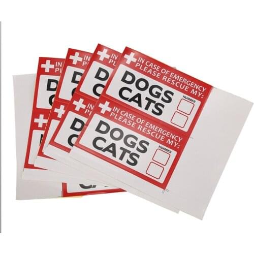 10pc In Case of Emergency Rescue My Dogs Cat Sticker Vinyl Decal Save Pet Safety