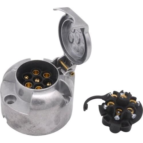 1X truck Trailer Accessories- 12V N Type 7Pin Towbar Towing Electrics Connector 7 Pin Round Metal Trailer Sockets