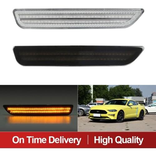 2 Pcs Amber LED Front Bumper Side Marker Fender Repeater Light For Ford Mustang 2010 2011 2012 2013 2014
