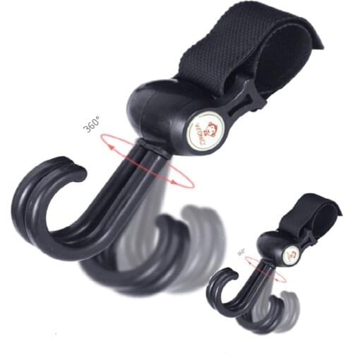 2 PCS 360 Degree Spinning Stroller Accessories Hook Plastic Swivel Cart Hooks