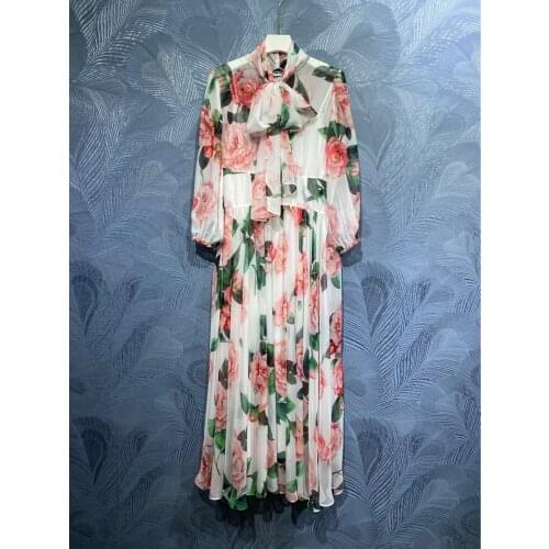 2021 New Original Designed Luxury Elegant Long Flower Priting Women Dress for Party and Daily