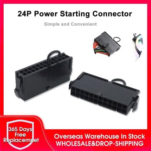 24Pin Power Adapter Power Supply Jump Start Bridging Nylon Connector for Motherboard Chassis Fan Water Cooling Parts Testing