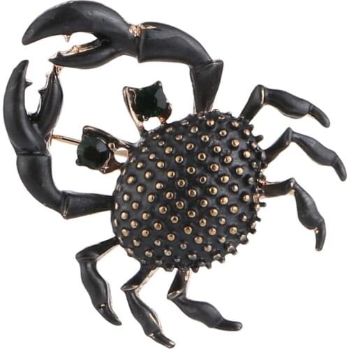 Exquisite new design gold metal vivid black enamel crab charm pin brooch fashion badge ornament jewelry accessories 3pcs lot