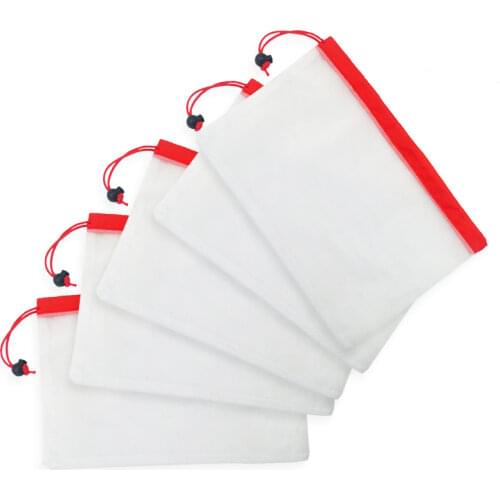 5pcs/lot Reusable Mesh Produce Bags Washable Eco Friendly Bags for Grocery Shopping Storage Fruit Vegetable Toys Sundries Bag