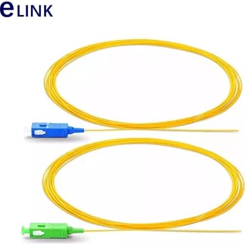 50pcs SC fiber pigtails 0.9mm SM SC/UPC SC/APC 1m 1.5m 2mtr optical fibre pigtail FTTH yellow cable 9/125um free Shipping ELINK