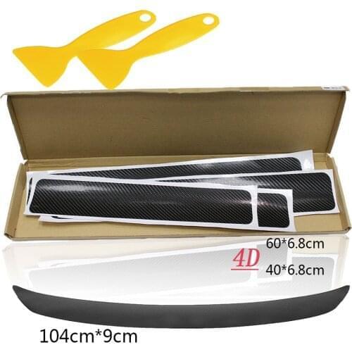 6Pcs/set Car Sticker Black 4D Carbon Fiber Vinyl Wrap Film DIY Car Decoration For Motorcycle Car truck Car Styling