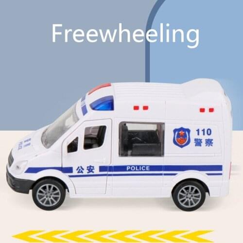 A2UB No Power Supply Fire Car Interactive Ambulance Car Wind-up Plastic Friction Toy Inertia Toy Set Doors Can Open