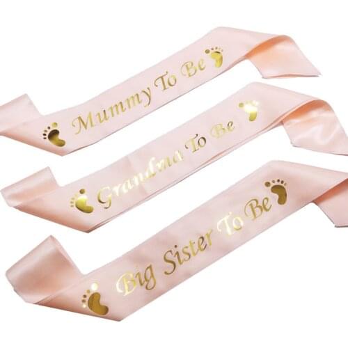 Baby Shower Satin Sash Pink Mommy To Be Footprint Satin Sash For Birthday Decoration Baby Shower Newborn Party Decoration ASD165