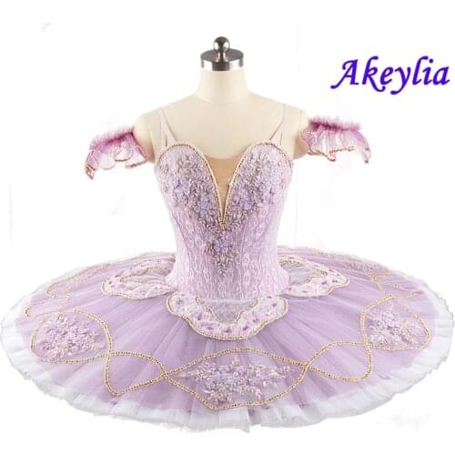Girls Lilac fairy Doll Ballet Tutu professional competition Stage Costumes dress female Ballet Pancake Tutu purple for Adult