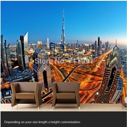 Free shipping custom modern 3D large murals TV setting wall of the sitting room bedroom wallpaper skyscrapers in Dubai