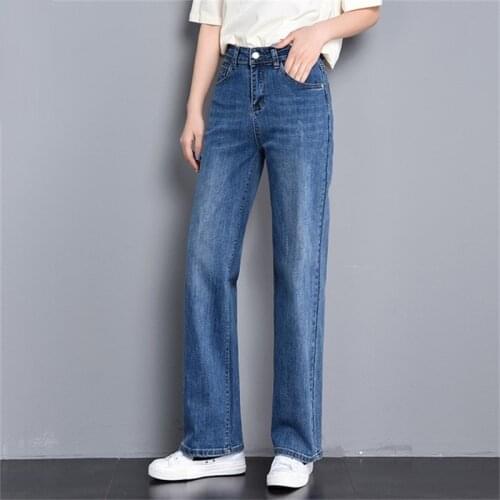 Free Shipping Women 2020 New Spring and Autumn New Wide Leg Jeans High Waist Straight Drop Pants