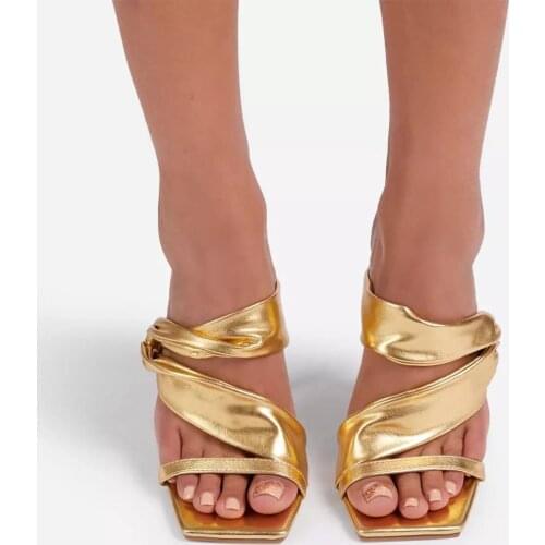 Solid Color Patent Leather Square Toe High Heels Sandals Women 2021 Summer Clip Toe Casual Shoes Fashion Plus Size Pumps TWS1025