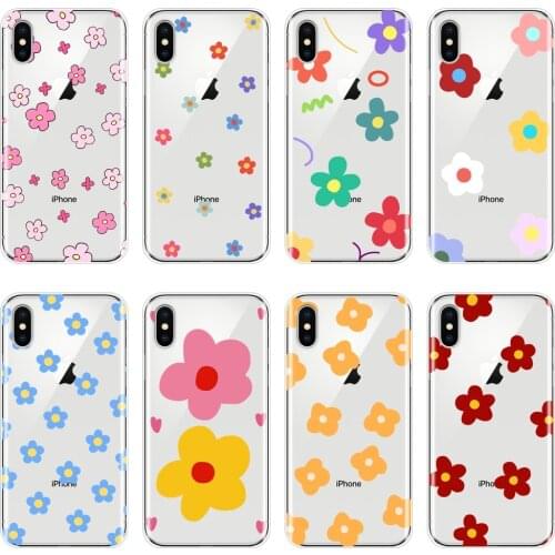 Phone Case For iPhone 6 S 6S 7 8 X XR XS Max Soft TPU Yellow Flower Red Pink Back Cover For iPhone 6 S 6S 7 8 Plus Case Silicone