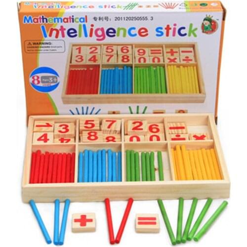 High quality 23.3*16*3CM wooden digital stick learning box kindergarten math teaching aid early education toys