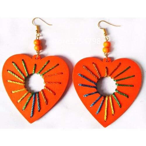 Wood Love Round Drop Earrings Women Drop Earrings Fashion Jewelry Eardrop Personality Hollow Hoop Earrings