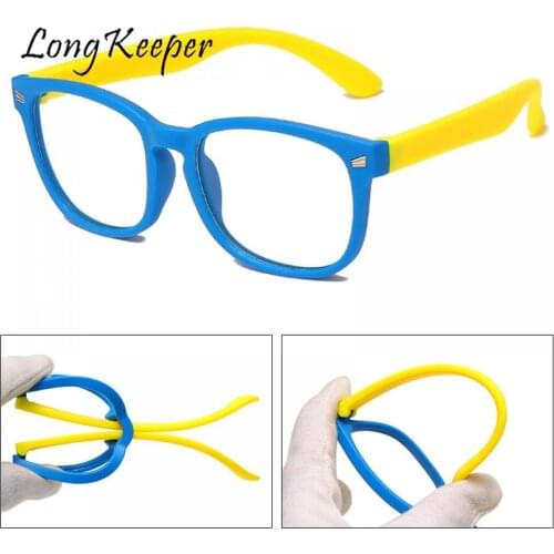 Anti Blue Light Kids Glasses Silicone Flexible Children Optical Frame Boys Girls Computer Reflective Blocking Eyeglasses UV400