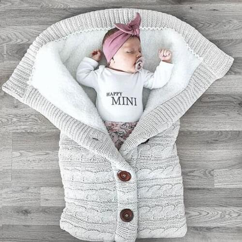 Baby Winter Sleeping Bag Thick Knitted Infant Imitation Cashmere Liner Sleepsack Newborn Swaddle Wrap Toddler Stroller Blankets