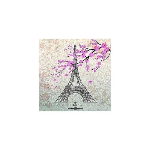 Eiffel Tower Photo Background Backdrop Pink Blossom Peach Photography backdrop for Wedding Custom Made Beautiful Out Scenic