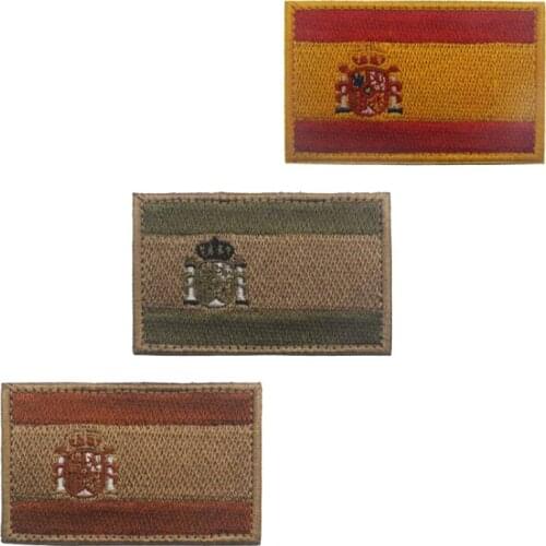 Spain Flag Armband Embroidered Patch Hook And Loop Embroidery Badge Cloth Military Moral Stripe Cloth Embroidery Label Stickers