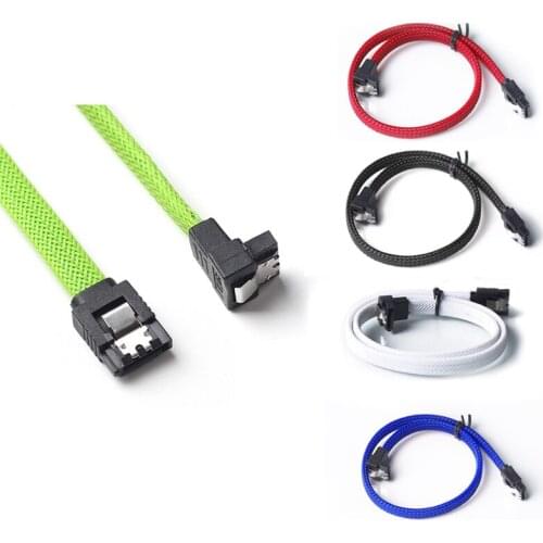 50CM SATA 3.0 III SATA3 7pin Data Cable Right Angle 6Gb/s SSD Cables HDD Hard Disk Data Cord with Nylon Sleeved