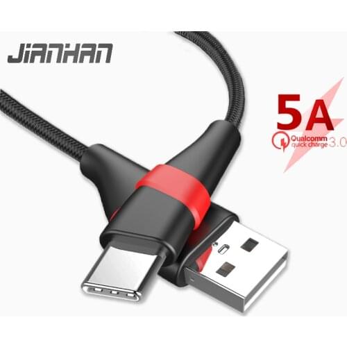 5A 5V USB C Cable Braided Fast Quick Charging Data Type C Wire Quick Charger For Samsung Galaxy S9 Xiaomi Huawei Honor Plus P20