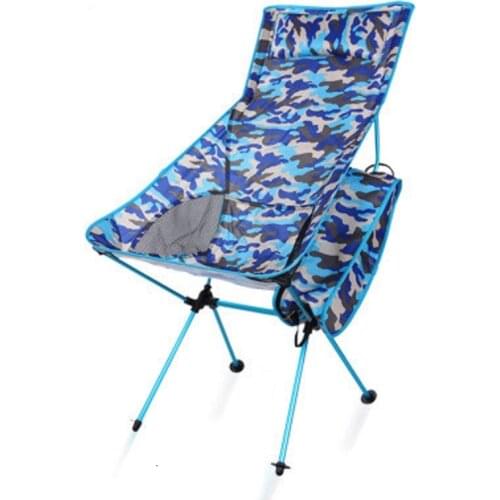 Outdoor aluminum alloy camouflage folding beach chair multifunctional mountain camping leisure chair long folding chair