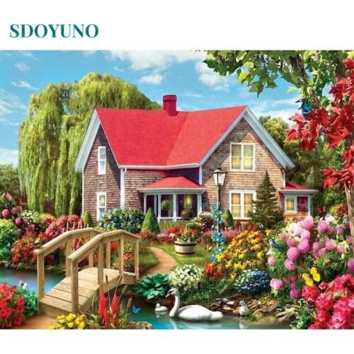 SDOYUNO 60x75cm Paint By Numbers Colourful Landscape DIY Scenery Oil Painting By Numbers On Canvas Frameless Hand Painting Decor
