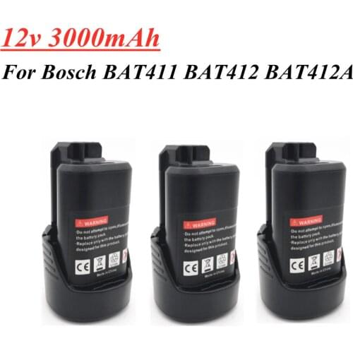10.8V 12V 3000mAh Li-ion Rechargeable Battery pack replace for BOSCH cordless Electric drill screwdriver BAT411 BAT412 BAT412