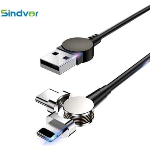 180 Degree Free Rotation Magnetic Cable 2.4A Fast Charge Sync Data Transmission For IPhone Samsung Xiaomi Magnet Charging Cables