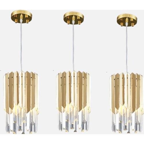 Small Round Gold K9 Crystal Modern Led Chandelier for Living Room Kitchen Dining Room Bedroom Bedside Luxury Indoor Lighting