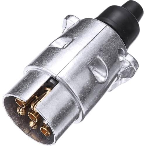 Mayitr 1pc Aluminium Alloy 12V 7 Pin 12V Towing Electrics Metal Trailer Car Auto Plug Socket Towbar Parts