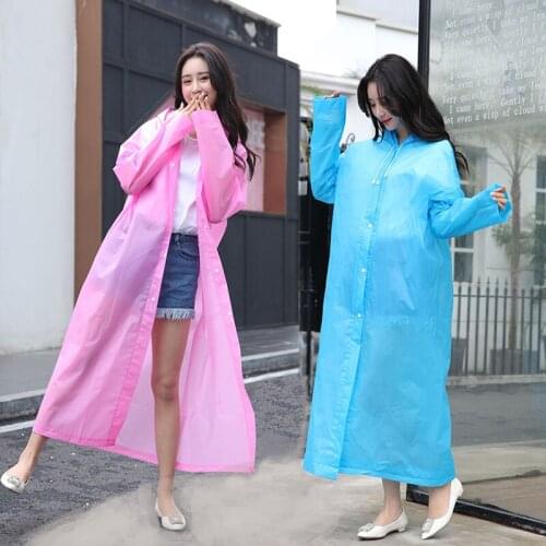 Fashion EVA womens raincoat thickened waterproof raincoat adult transparent camping Hoodie raincoat set