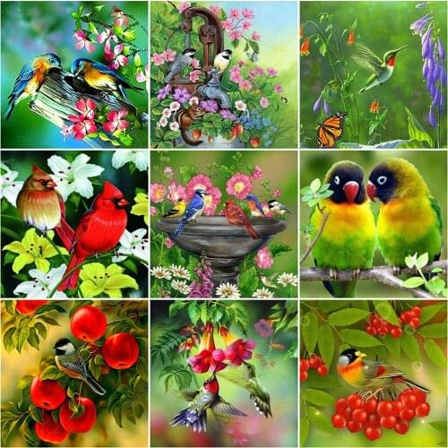MomoArt Diamond Mosaic Parrot Full Drill Square Diamond Painting Animal Cross Stitch Embroidery Picture Of Rhinestones Wall Art