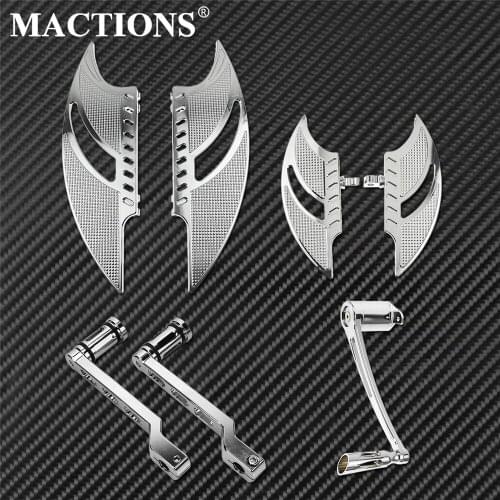 Motorcycle Chrome CNC Brake Arm Lever Pedal Front&Rear Floorboard Shift Pedal Peg For Harley Touring Street Road Glide 2008-2013