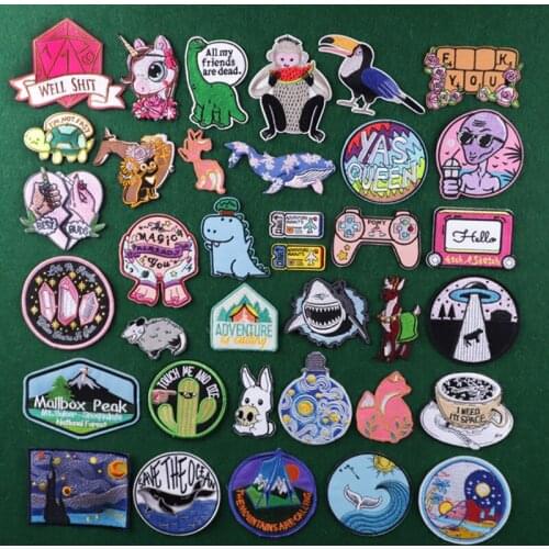 Cartoon/Whale Patch DIY Wilderness Embroidered Patch For Clothing Iron On Patches On Clothes Outdoor Badges Patches Applique