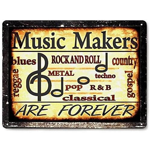 Music Studio Band Metal Sign Rock Blues Music Makers Vintage Antique Style Retro Iron Painting Wall Decor