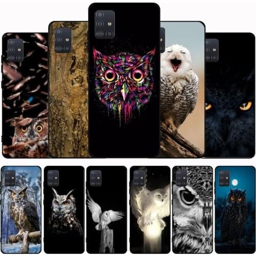Animal Owl Black Soft Phone Case For Samsung M21 M31S M41 M51 M10 M20 M30S M40 A7 A8 A9 2018 A12 A80 A90 A81 A91 Cover
