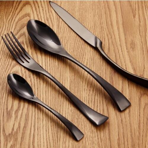 4Pcs/ Black Cutlery Set Stainless Steel Western Food Tableware Sets Fork Steak Knife Dinnerware Dining Set