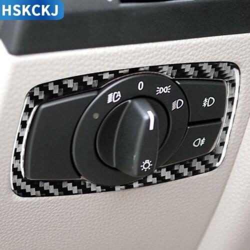 For 1 Series E81 E82 E87 E88 2008-2013 Carbon Fiber Headlight Switch Stickers Car Accessories Head Light Button Cover Lamp Trim