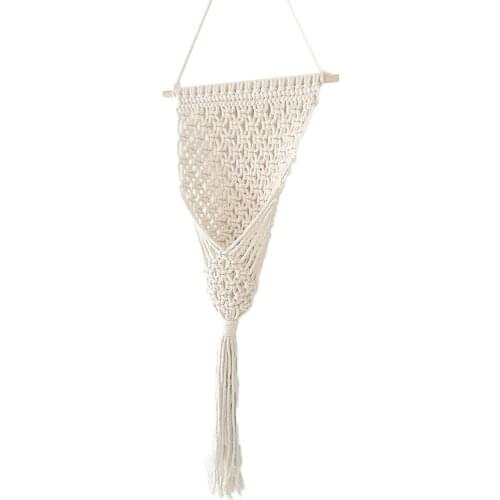 Hand-woven Tapestry Wall Hanging Basket For Flower Pot Wall Bohemian Pendant Dried Flower Net Bag Home Office Ornament